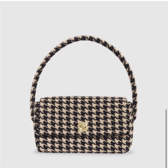 Anine Bing Nico Bag Houndstooth Black Beige Purse - Picture 1 of 4